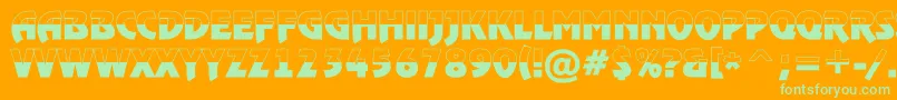 ARewindertitulbwBold-Schriftart – Grüne Schriften auf orangefarbenem Hintergrund