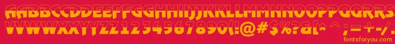 フォントARewindertitulbwBold – 赤い背景にオレンジの文字