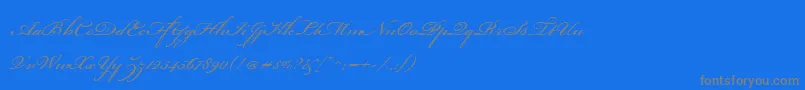 More about BickhamScriptOne Font BickhamScriptOne Font – Gray Fonts on Blue Background