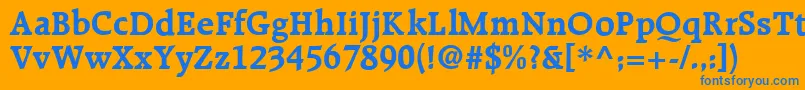R651RomanBold Font – Blue Fonts on Orange Background