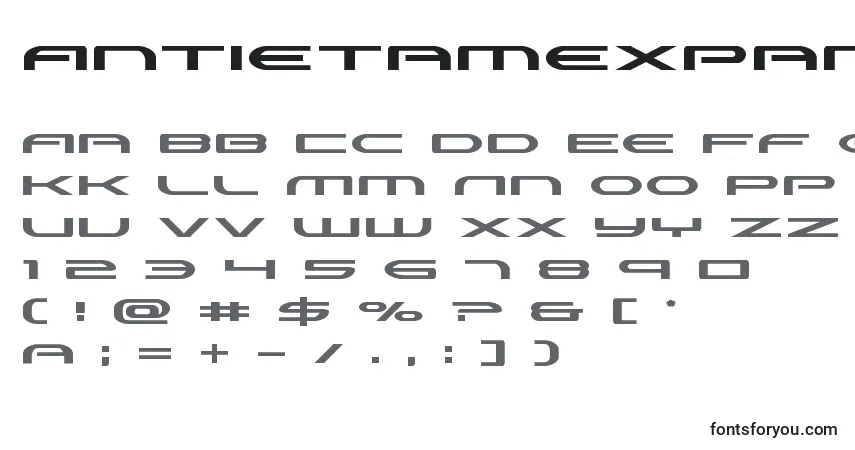 A fonte Antietamexpand – alfabeto, números, caracteres especiais