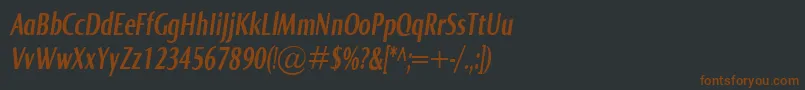 NormaComprBolditalic-fontti – ruskeat fontit mustalla taustalla