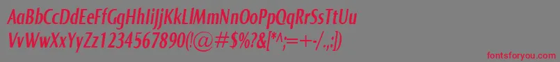 フォントNormaComprBolditalic – 赤い文字の灰色の背景