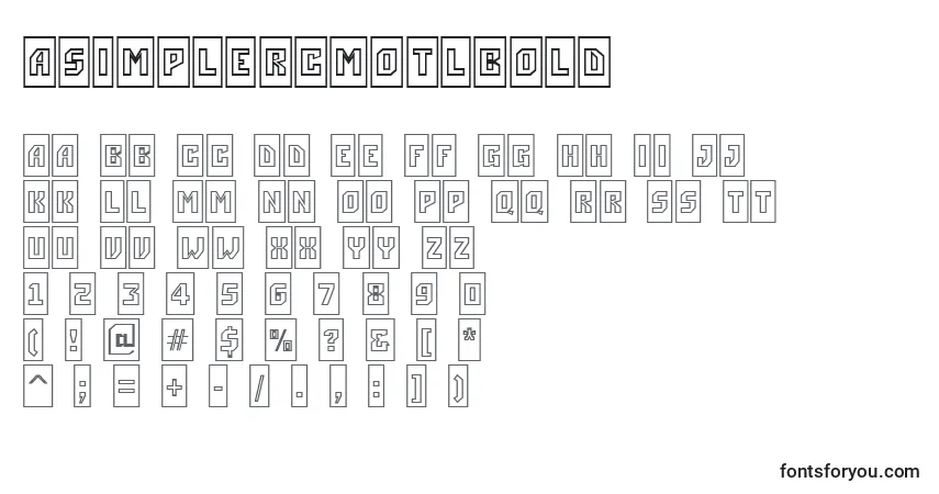 Czcionka ASimplercmotlBold – alfabet, cyfry, specjalne znaki