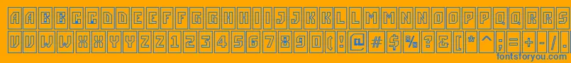 Fonte ASimplercmotlBold – fontes azuis em um fundo laranja