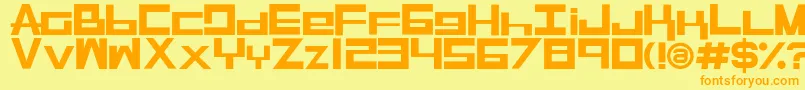 フォントRaseGpl – オレンジの文字が黄色の背景にあります。