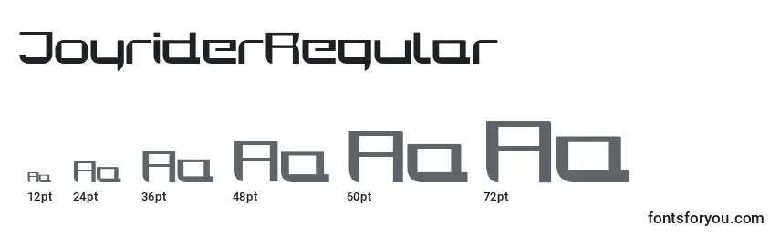 Размеры шрифта JoyriderRegular