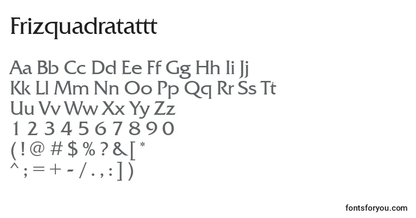 Шрифт Frizquadratattt – алфавит, цифры, специальные символы