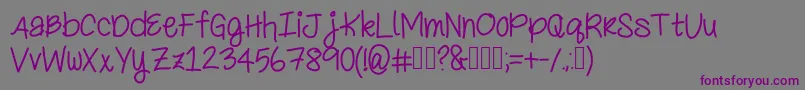 Шрифт BunkBedsAndSlumberParties – фиолетовые шрифты на сером фоне