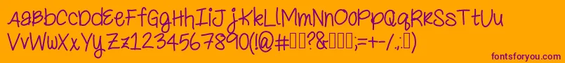 BunkBedsAndSlumberParties Font – Purple Fonts on Orange Background