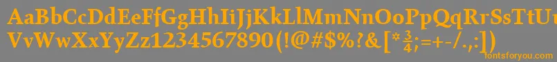 フォントGilgameshBoldPlain – オレンジの文字は灰色の背景にあります。