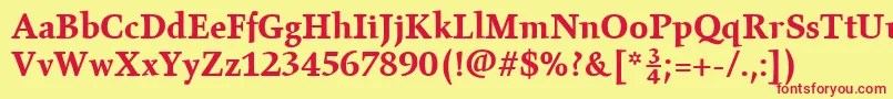 GilgameshBoldPlain Font – Red Fonts on Yellow Background