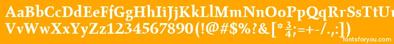 GilgameshBoldPlain-fontti – valkoiset fontit oranssilla taustalla
