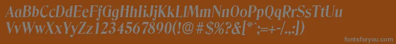 DenverserialBolditalic-fontti – harmaat kirjasimet ruskealla taustalla