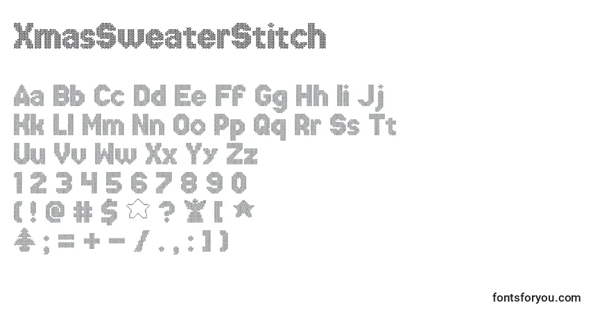 Czcionka XmasSweaterStitch – alfabet, cyfry, specjalne znaki