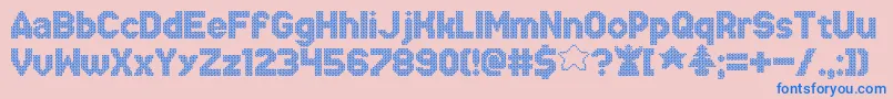 XmasSweaterStitch Font – Blue Fonts on Pink Background