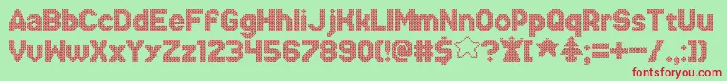 XmasSweaterStitch Font – Red Fonts on Green Background