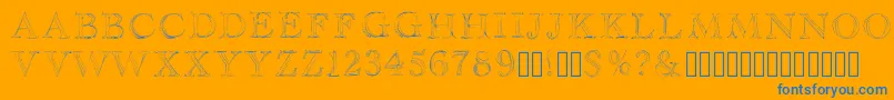 Haityfont-Schriftart – Blaue Schriften auf orangefarbenem Hintergrund