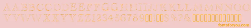 Haityfont-Schriftart – Orangefarbene Schriften auf rosa Hintergrund