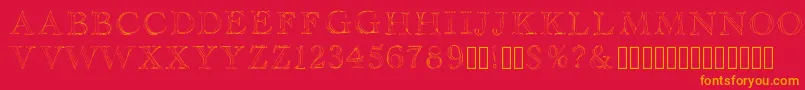 Haityfont-Schriftart – Orangefarbene Schriften auf rotem Hintergrund