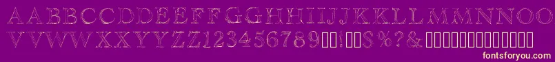 Haityfont-Schriftart – Gelbe Schriften auf violettem Hintergrund