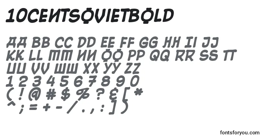 10CentSovietBoldフォント–アルファベット、数字、特殊文字