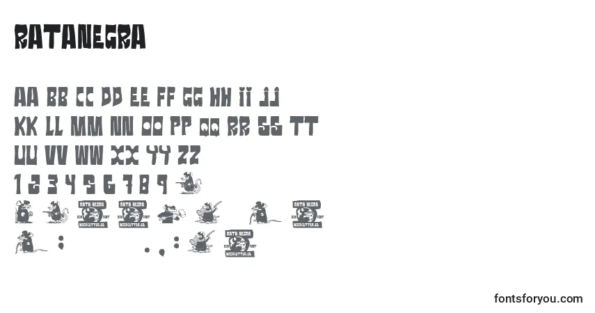 Schriftart RataNegra (50722) – Alphabet, Zahlen, spezielle Symbole