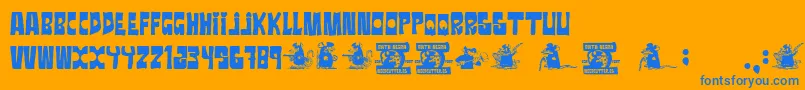 RataNegra Font – Blue Fonts on Orange Background