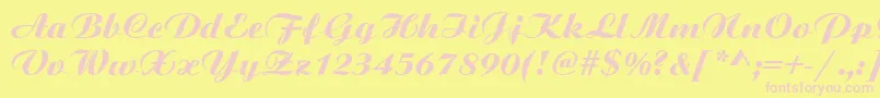 フォントScriptPlain – ピンクのフォント、黄色の背景