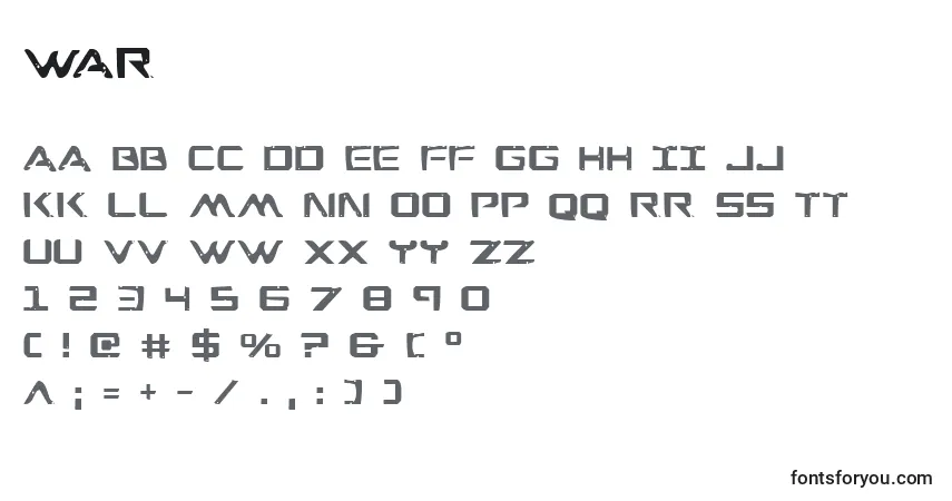 Fuente War - alfabeto, números, caracteres especiales