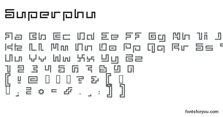 A fonte Superphu – alfabeto, números, caracteres especiais