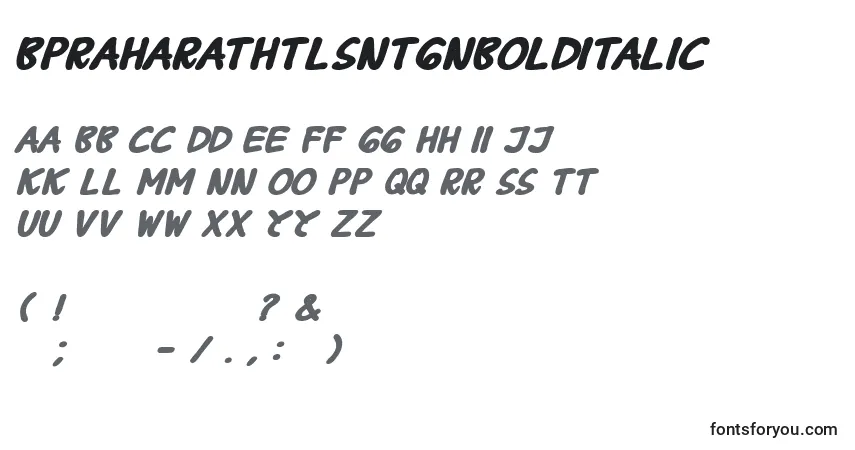 Czcionka BPraharaThTlsnTgnBoldItalic – alfabet, cyfry, specjalne znaki