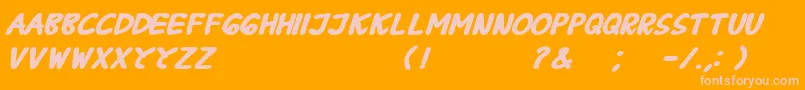BPraharaThTlsnTgnBoldItalic Font – Pink Fonts on Orange Background