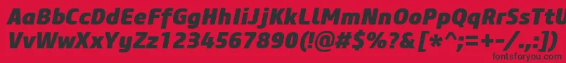CoreSansM85HeavyItalic Font – Black Fonts on Red Background