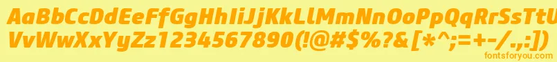 CoreSansM85HeavyItalic Font – Orange Fonts on Yellow Background