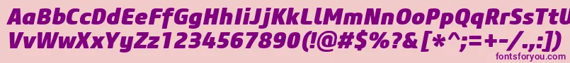 CoreSansM85HeavyItalic Font – Purple Fonts on Pink Background