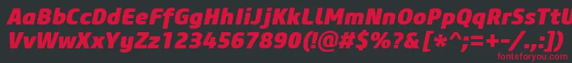 Fonte CoreSansM85HeavyItalic – fontes vermelhas em um fundo preto