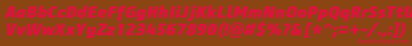 CoreSansM85HeavyItalic-fontti – punaiset fontit ruskealla taustalla