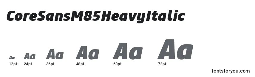 CoreSansM85HeavyItalic Font Sizes