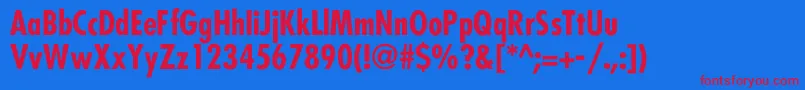 フォントFairmontCondensedBold – 赤い文字の青い背景