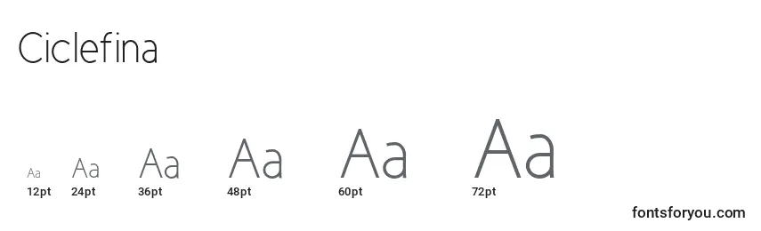 Größen der Schriftart Ciclefina