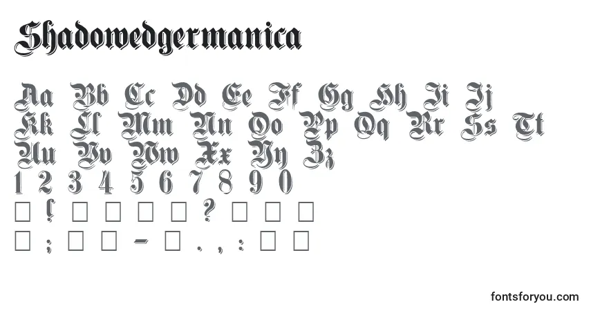 Fuente Shadowedgermanica - alfabeto, números, caracteres especiales