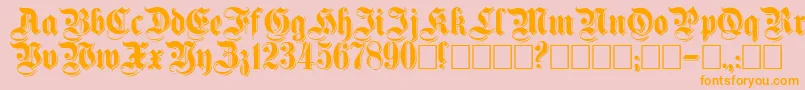 Shadowedgermanica-Schriftart – Orangefarbene Schriften auf rosa Hintergrund