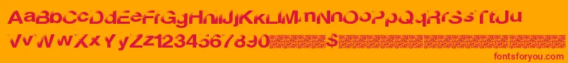 Discobreak-Schriftart – Rote Schriften auf orangefarbenem Hintergrund