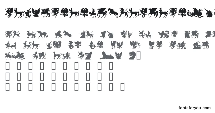 Schriftart SlMythologicalSilhouettes – Alphabet, Zahlen, spezielle Symbole