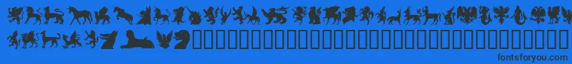 Fonte SlMythologicalSilhouettes – fontes pretas em um fundo azul