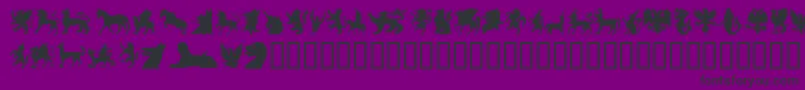 SlMythologicalSilhouettes-Schriftart – Schwarze Schriften auf violettem Hintergrund