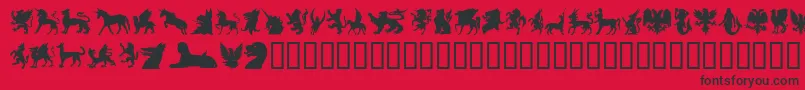 Шрифт SlMythologicalSilhouettes – чёрные шрифты на красном фоне