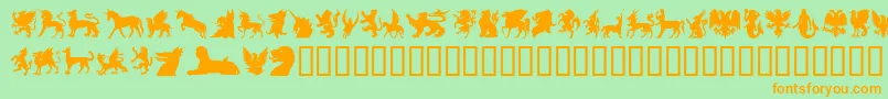SlMythologicalSilhouettes Font – Orange Fonts on Green Background
