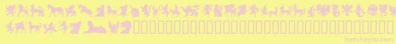 SlMythologicalSilhouettes Font – Pink Fonts on Yellow Background